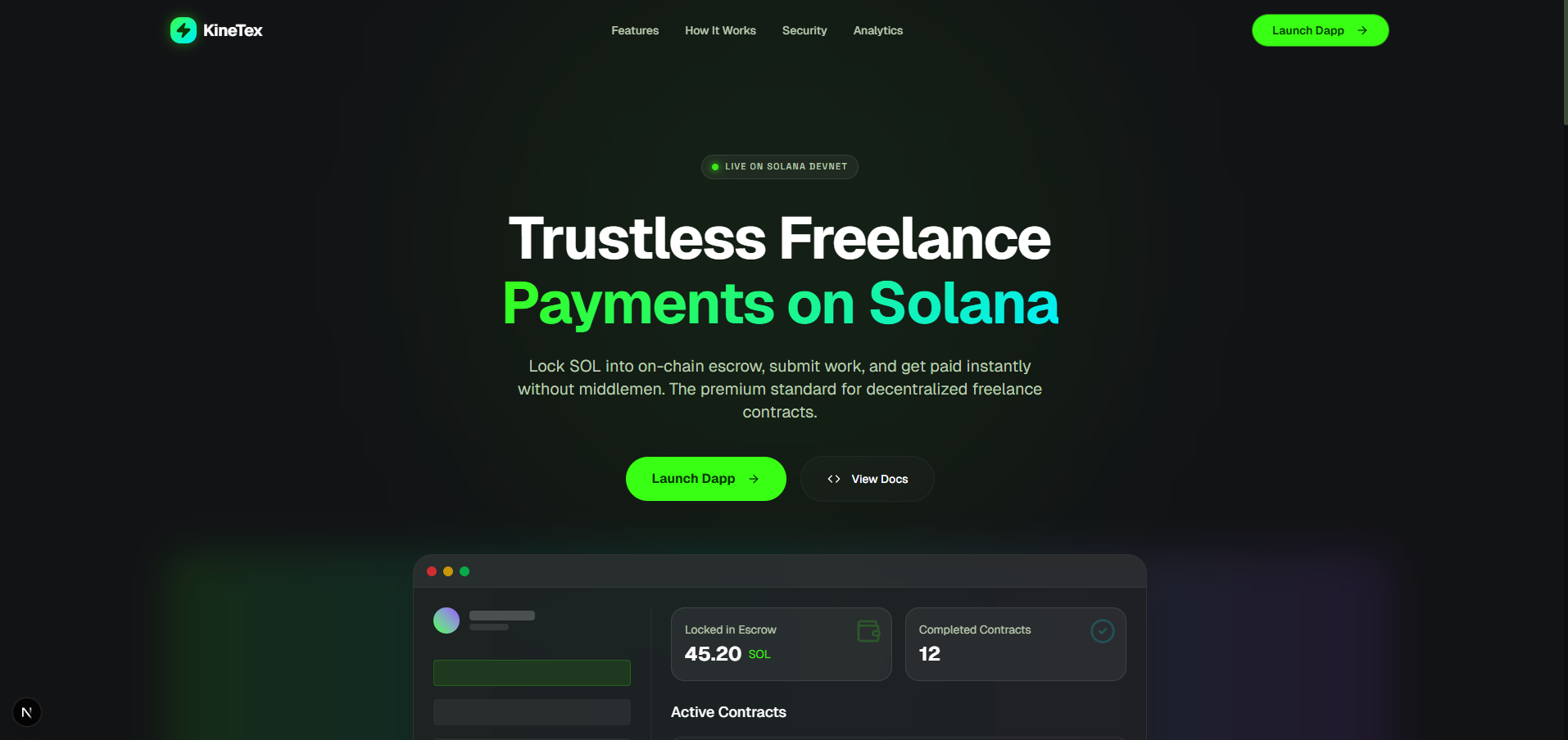 KineTex — Decentralized Freelance Escrow Platform